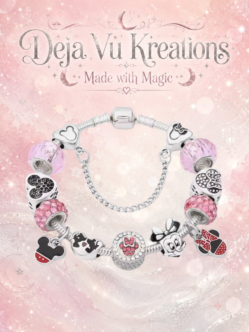 Disney Minnie Mouse Pink Charm Bracelet